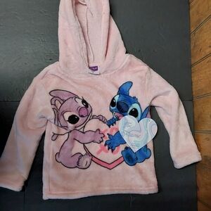 Disney Kids Light Pink Hoodie with Stitch and Angel